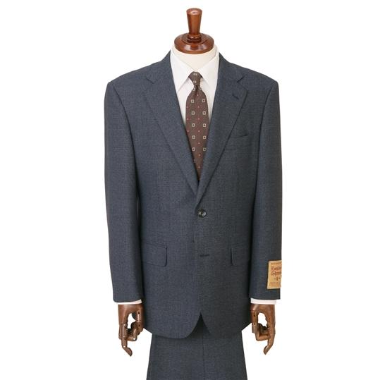【洋服の青山】ウール100％ メンズ スーツ 春夏 ネイビー 紺 プレミアム スタンダード ARLING&標準 男性 紳士服 2ボタン ワンタック 千鳥格子 吸湿の画像