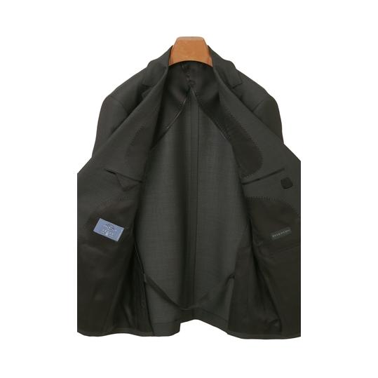 【洋服の青山】 ウール100％ メンズ スーツ 春夏 グレー 灰色 ストレッチ 動きやすい プレミアム スタイリッシュ 男性 紳士服 シングル ビジネス 織柄の画像