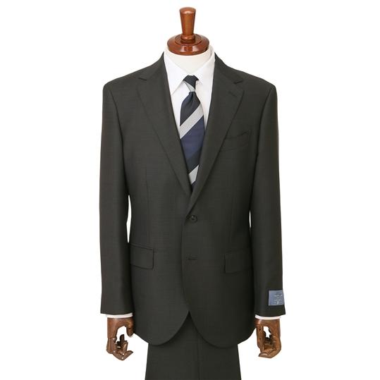 【洋服の青山】 ウール100％ メンズ スーツ 春夏 グレー 灰色 ストレッチ 動きやすい プレミアム スタイリッシュ 男性 紳士服 シングル ビジネス 織柄の画像