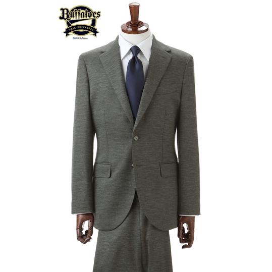 【洋服の青山】オールシーズン用 グレー系 プレミアムスタイリッシュ スーツ【オリックス・バファローズモデル】 HILTON 男性 紳士服 ビジネス 背広の画像