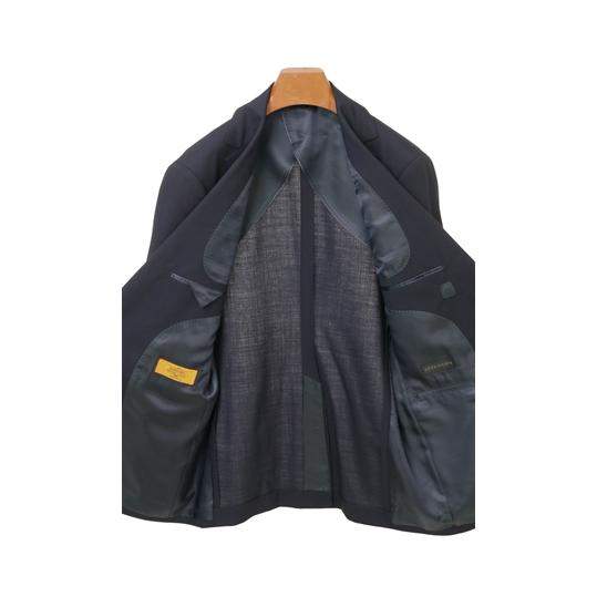 【洋服の青山】春夏 ネイビー系 プレミアムスタイリッシュスーツ【ツーパンツ】【Super100's】 HILTON メンズ ビジネス ストレッチ 長袖 細身体 スリム 標準体の画像