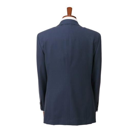 【洋服の青山】オールシーズン ネイビー系 プレミアムスタンダードスーツ【DORMEUIL】 【ジャケット】 2ボタン 背抜き 本台場 脇当て 重ねボタン サイドベンツの画像