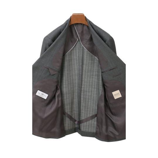 【洋服の青山】スーツ メンズ スリム 春夏秋冬用 グレー プレミアム ウールカシミヤ昆 2ボタン 背抜き サイドベンツ ワンタック ビジネス オフィス 仕事 営業の画像