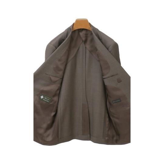 【洋服の青山】オールシーズン ブラウン系 プレミアムスタイリッシュスーツ【Super140’s】 【ジャケット】 2ボタン 背抜き 本台場 脇当て ペン差しポケットの画像
