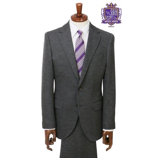 【洋服の青山】サンフレッチェ広島モデル プレミアム スーツ メンズ スリム 春夏 秋冬 グレー 灰色 2ボタン 背抜き サイドベンツ ノータック ストレッチ 商談の画像