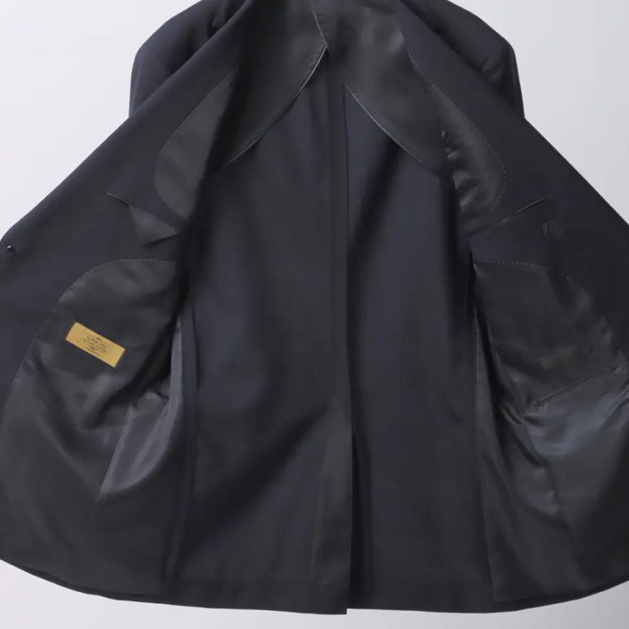 【洋服の青山】ウール100% ツーパンツ スーツ メンズ 春夏 ネイビー 紺 スタイリッシュ スリム ストレッチ 動きやすい 長袖 標準 メンズスーツ ノータックの画像