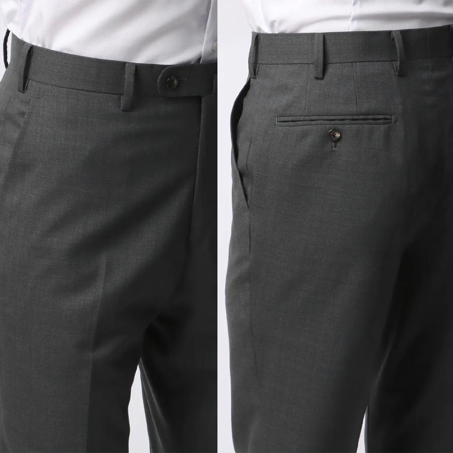 【洋服の青山】ウール100% ツーパンツ スーツ メンズ 春夏 グレー 灰色 スタイリッシュ スリム ストレッチ 動きやすい 長袖 標準 メンズスーツ ノータックの画像
