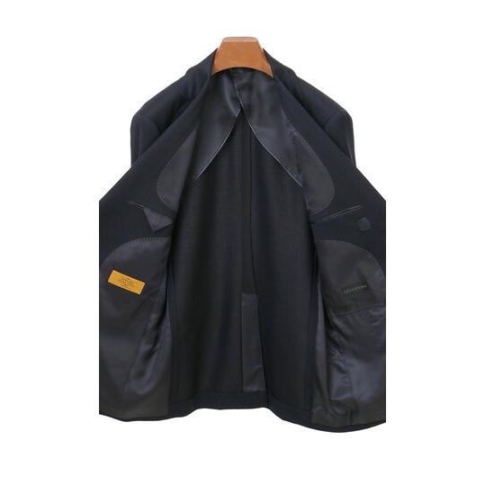 【洋服の青山】スーツ メンズ スリム 3点セット 春夏秋冬 オールシーズン ネイビー 紺 動きやすい スリーピース 織柄 セットアップ 2ボタン ストレッチ 吸湿の画像