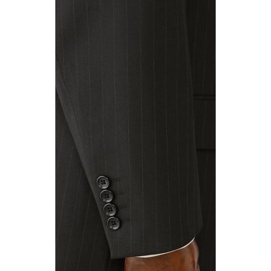 【洋服の青山】春夏 ブラック系 スタンダードスーツ【キング&トール】【Plastics Smart】 【ジャケット】 2ボタン 背抜き 切り台場 脇当て サイドベンツの画像