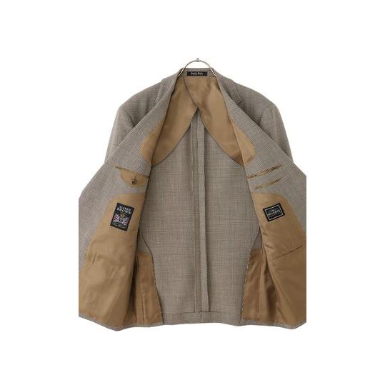 【洋服の青山】ALFRED BROWN アルフレッドブラウン ウール100% プレミアム テーラードジャケット メンズ ゆったり 春夏 ベージュ 千鳥格子 インポート生地の画像
