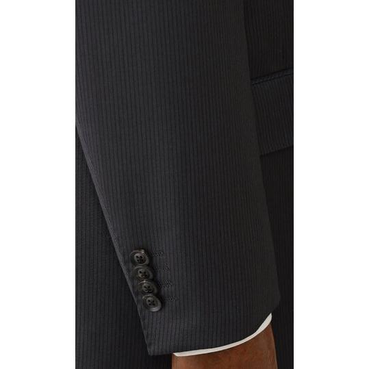 【洋服の青山】プレミアム ウール100％ ジョン キャベンディッシュ インポート生地 スーツ メンズ ゆったり 春夏 グレー 灰色 ストライプ 通勤 出張 営業 式典の画像