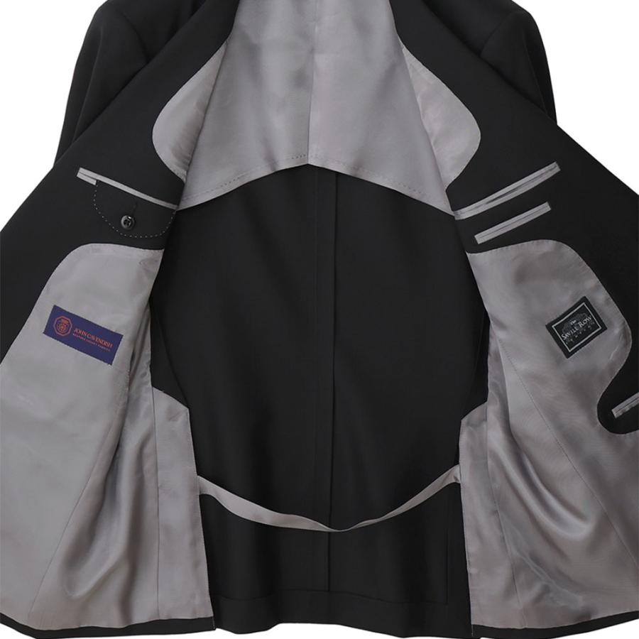【洋服の青山】プレミアム ウール100％ ジョン キャベンディッシュ インポート生地 スーツ メンズ ゆったり 春夏 ブラック 織柄 サイドベンツ ビジネス 通勤の画像