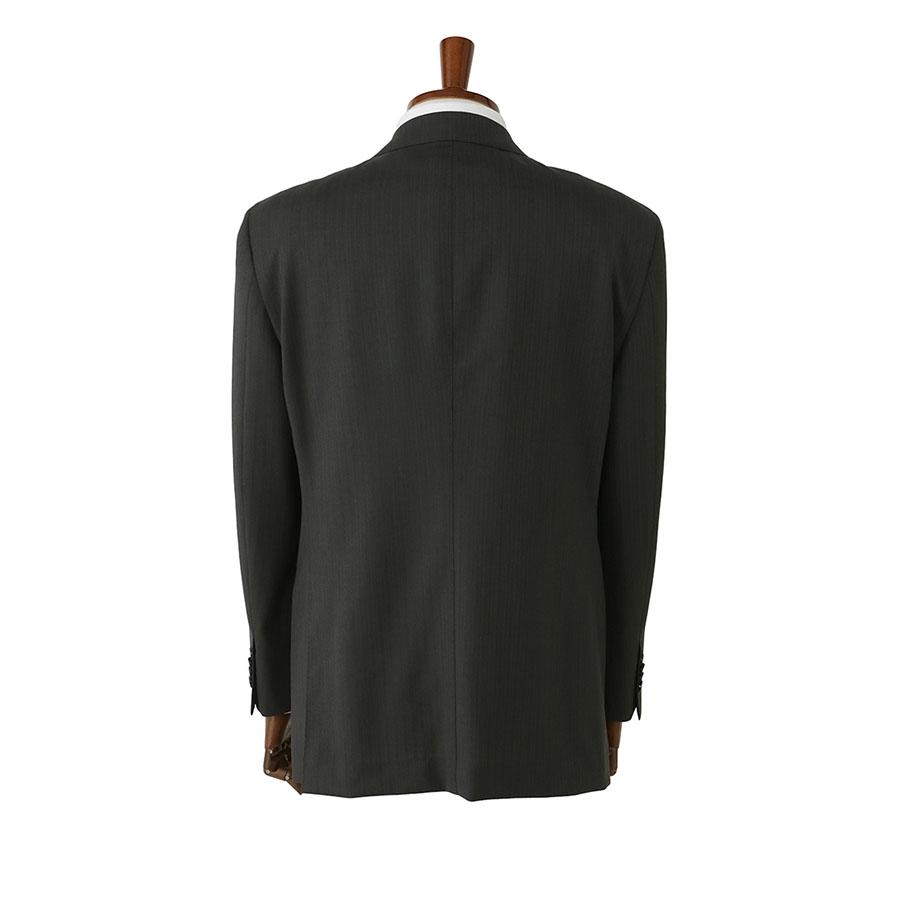 【洋服の青山】DORMEUIL ドーメル ウール100% 本台場 サイドベンツ プレミアム スーツ メンズ ゆったり 春夏 ブラウン 茶色 ストライプ 大きいサイズ ワンタックの画像