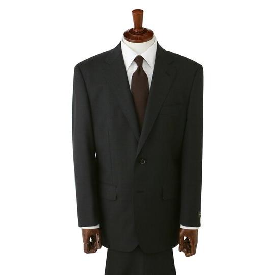 【洋服の青山】DORMEUIL ドーメル ウール100% 本台場 サイドベンツ プレミアム スーツ メンズ ゆったり 春夏 グレー グレンチェック 大きいサイズ ワンタックの画像