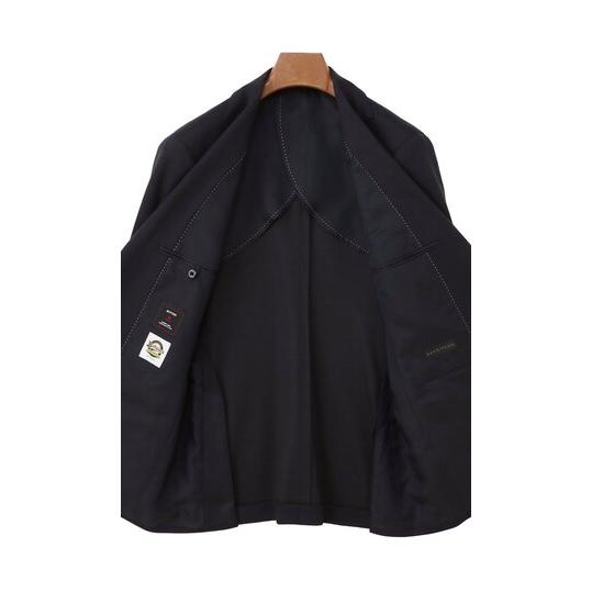 【洋服の青山】リックス・バファローズモデル プレミアム スーツ メンズ スリム 春夏 秋冬 ネイビー 紺色 織柄 2ボタン ジャージー素材 ストレッチの画像