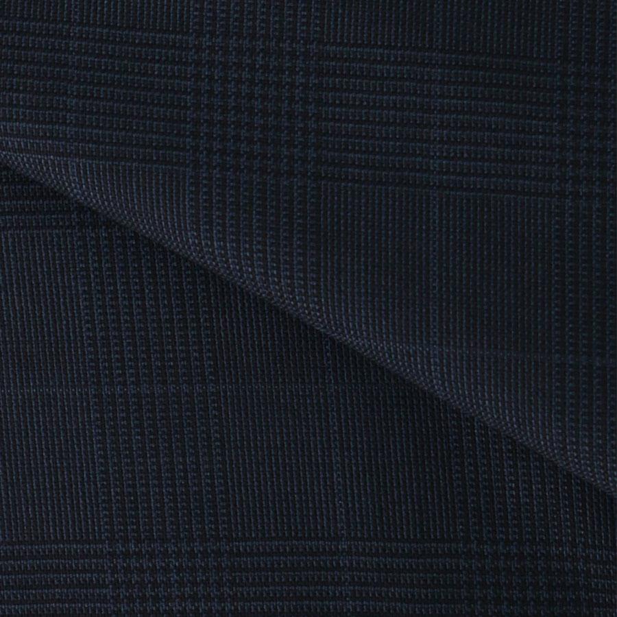 【洋服の青山】グアベロ プレミアム ウール100% GUABELLO スーツ メンズ スリム 春夏 ネイビー チェック 2ボタン 背抜き サイドベンツ 本切羽 本台場 ワンタックの画像
