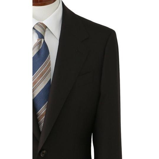 【洋服の青山】グアベロ プレミアム ウール100% GUABELLO スーツ メンズ スリム 春夏 ブラウン チェック 2ボタン 背抜き サイドベンツ 本切羽 本台場 ワンタックの画像