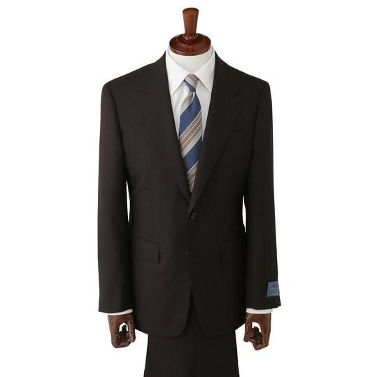 【洋服の青山】グアベロ プレミアム ウール100% GUABELLO スーツ メンズ スリム 春夏 ブラウン チェック 2ボタン 背抜き サイドベンツ 本切羽 本台場 ワンタックの画像