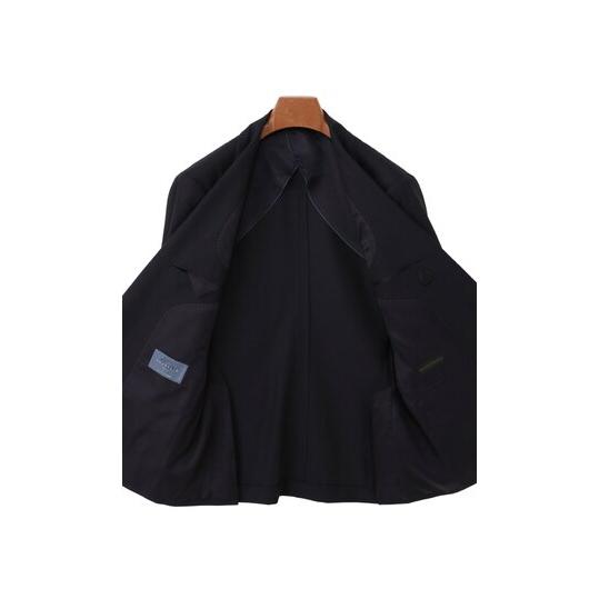 【洋服の青山】GUABELLO グアベロ ウール100％ 本台場 本切羽 サイドベンツ プレミアム スーツ メンズ スリム 春夏 ネイビー 紺無地 ワンタック インポート生地の画像