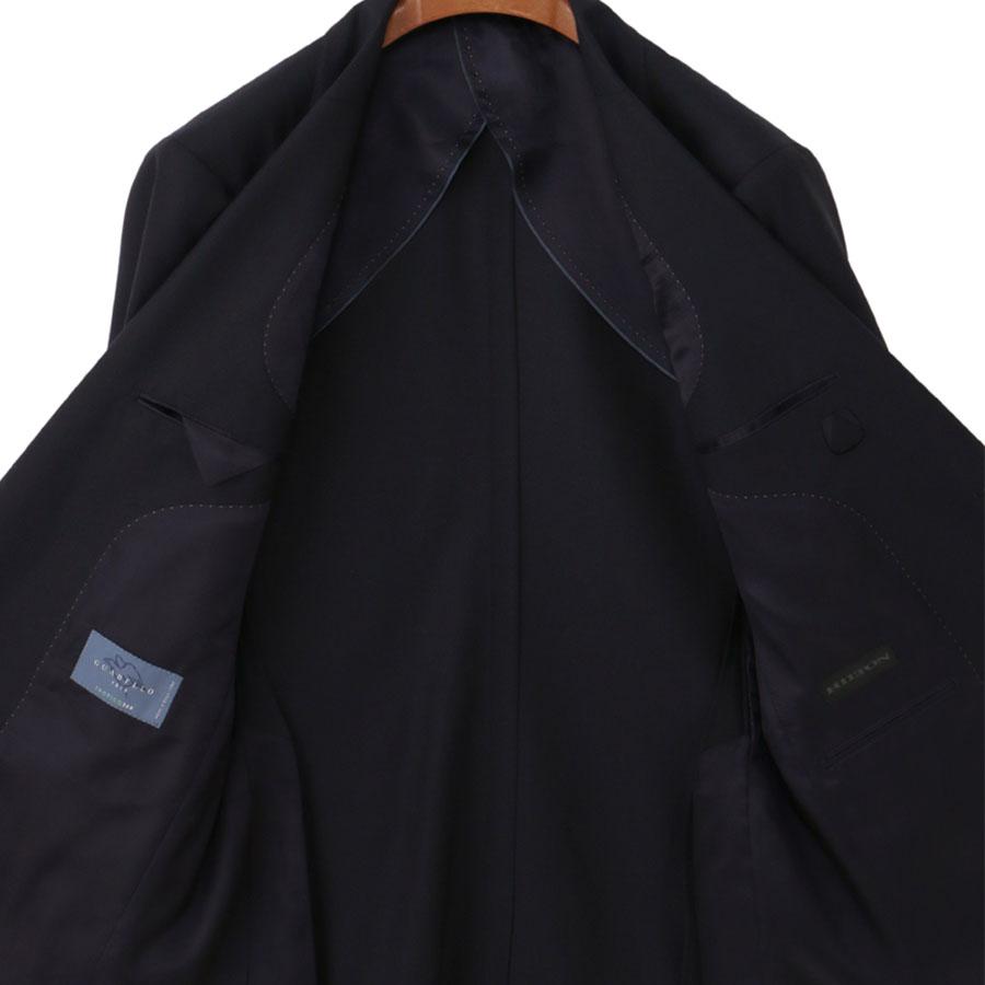 【洋服の青山】GUABELLO グアベロ ウール100％ 本台場 本切羽 サイドベンツ プレミアム スーツ メンズ スリム 春夏 ネイビー 紺無地 ワンタック インポート生地の画像