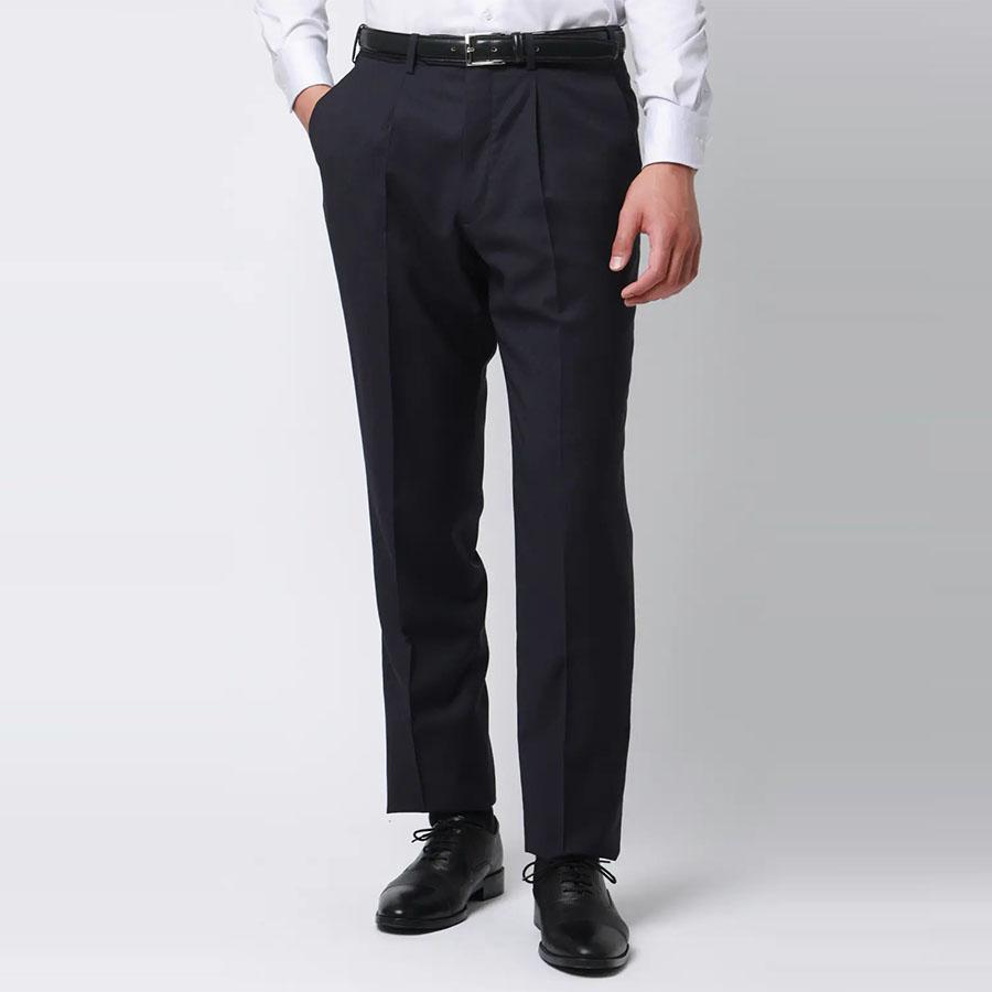 【洋服の青山】CERRUTI チェルッティ ウール100% プレミアム スーツ メンズ  春夏 ネイビー 紺 2ボタン 本切羽 本台場 サイドベンツ ワンタック 大きいサイズの画像
