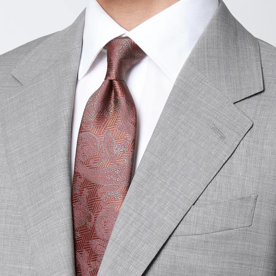 【洋服の青山】CERRUTI チェルッティ ウール100% プレミアム スーツ メンズ  春夏 グレー 灰色 2ボタン 本切羽 本台場 サイドベンツ ワンタック 大きいサイズの画像