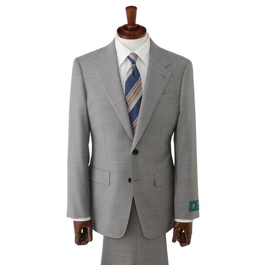【洋服の青山】CERRUTI チェルッティ ウール100% プレミアム スーツ メンズ  春夏 グレー 灰色 2ボタン 本切羽 本台場 サイドベンツ ワンタック 大きいサイズの画像