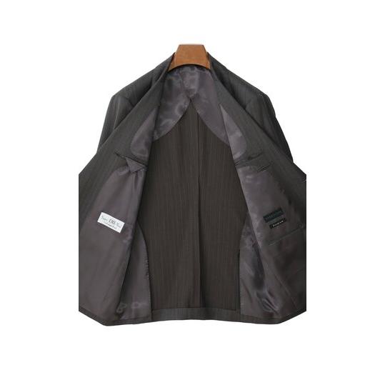 【洋服の青山】プレミアム Super130’s ウール カシミヤ ブレンド スーツ メンズ スリム 春夏秋冬 グレー 灰色 ストライプ 大きいサイズ シングル ビジネス 通勤の画像