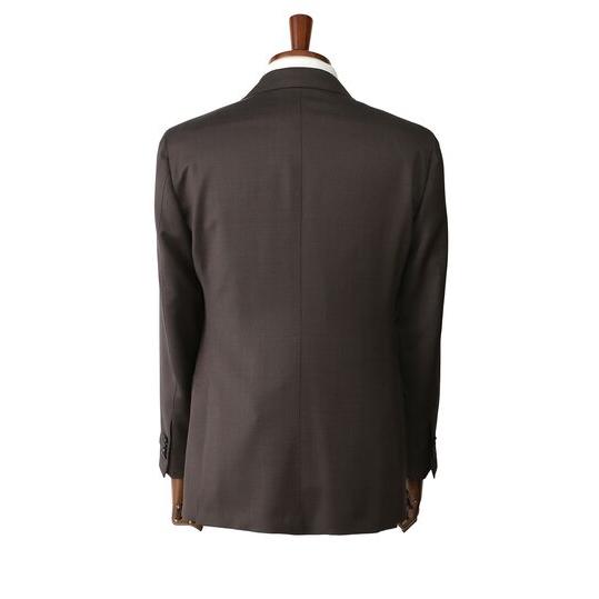 【洋服の青山】プレミアム ウール シルク スーツ メンズ スリム 春夏 ブラウン 茶色 大きいサイズ 2ボタン シングル サイドベンツ ワンタック ビジネス 通勤の画像