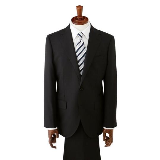 【洋服の青山】Super100's ウール100% プレミアム ツーパンツ スーツ メンズ スリム 春夏 ブラック 黒 ストライプ 大きいサイズ 2パンツ 2ボタン 重ねボタンの画像
