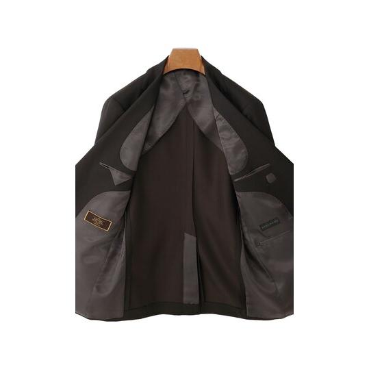 【洋服の青山】ウール100% スリーピース プレミアム スーツ メンズ スリム ベスト付き 春夏秋冬 ブラウン ストライプ Super100's 大きいサイズ 3ピース ジレの画像