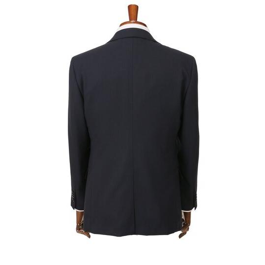 【洋服の青山】ウール100% スリーピース プレミアム スーツ メンズ スリム ベスト付き 春夏秋冬 ネイビー 紺 ストライプ Super100's 大きいサイズ 3ピース ジレの画像