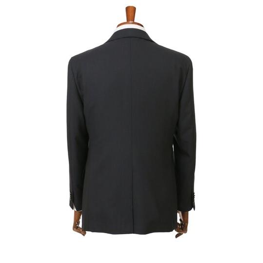 【洋服の青山】ウール100% スリーピース プレミアム スーツ メンズ スリム ベスト付き 春夏秋冬 ブラック 黒 ストライプ Super100's 大きいサイズ 3ピース ジレの画像