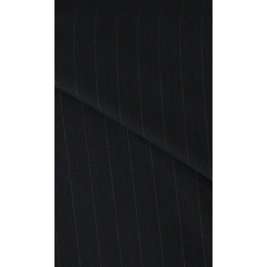 【洋服の青山】スリーピース ベスト付き Super100's ウール100% プレミアム スーツ メンズ スリム 春夏 ブラック 黒 ストライプ 本台場 本切羽 重ねボタンの画像