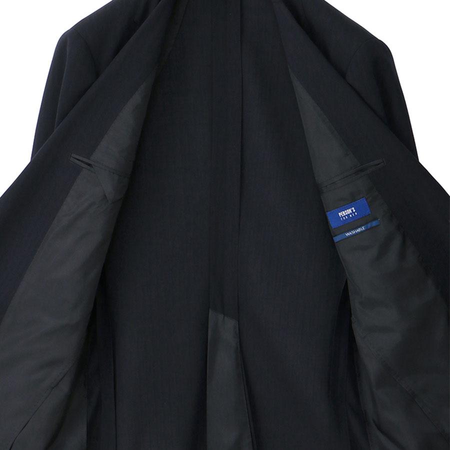 【洋服の青山】冷たい スーツ メンズ スリム 盛夏 ネイビー 紺 ストライプ 3L 大きいサイズ 2ボタン 背抜き 接触冷感 涼しい ストレッチ 動きやすい 洗えるの画像