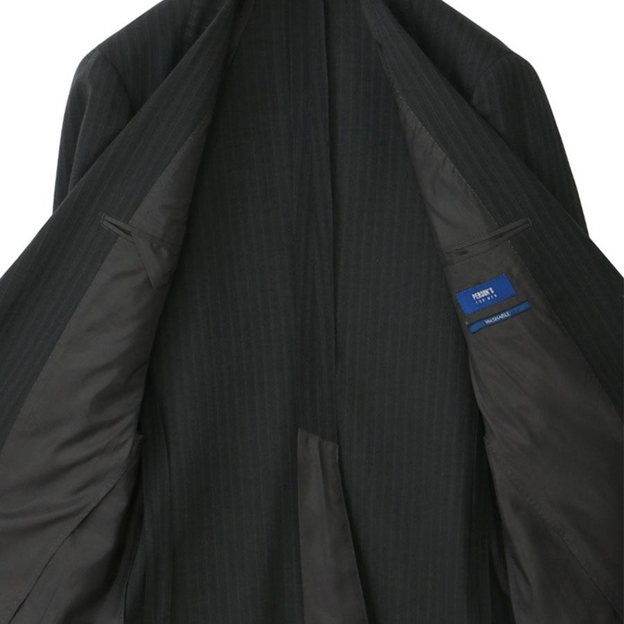 【洋服の青山】冷たい スーツ メンズ スリム 盛夏 グレー 灰色 ストライプ 3L 大きいサイズ 2ボタン 背抜き 接触冷感 涼しい ストレッチ 動きやすい 洗えるの画像
