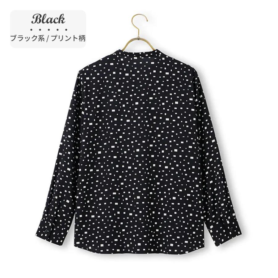 アナイ　ドット柄 ブラウス 長袖 リボン付きブラック ホワイト AOYAMA 【洋服の青山】リボンブラウス 長袖 レディース 春夏 秋冬