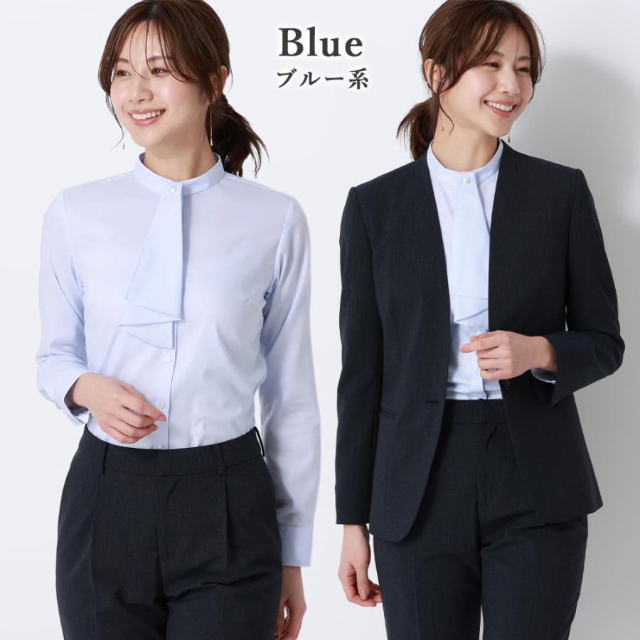 ebure 美品✨ブライトストライプブラウス 取り外しボウタイ ネイビー 38 AOYAMA 【洋服の青山】シワになりにくい 取り外し ボウタイ ブラウス