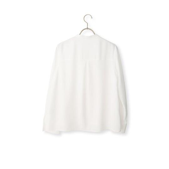 美品 AP STUDIO SOKTAS バンドカラーシャツ 白 日本製 カフス袖 AOYAMA 【洋服の青山】バンドカラー ブラウス レディース 長袖 春夏