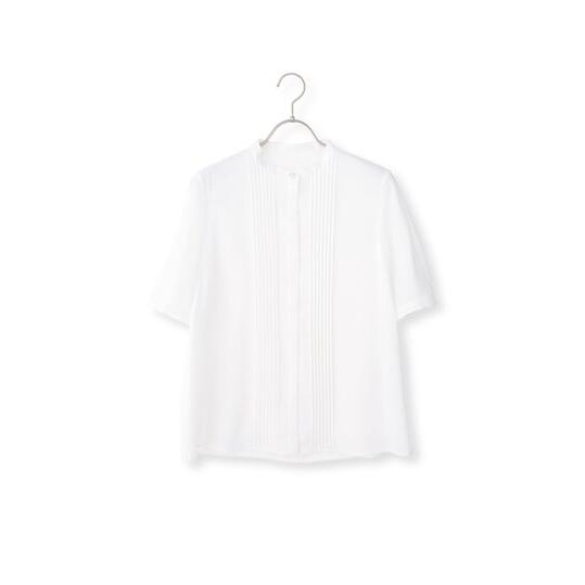AOYAMA 【洋服の青山】春夏 ホワイト系 ピンタックブラウス【半袖