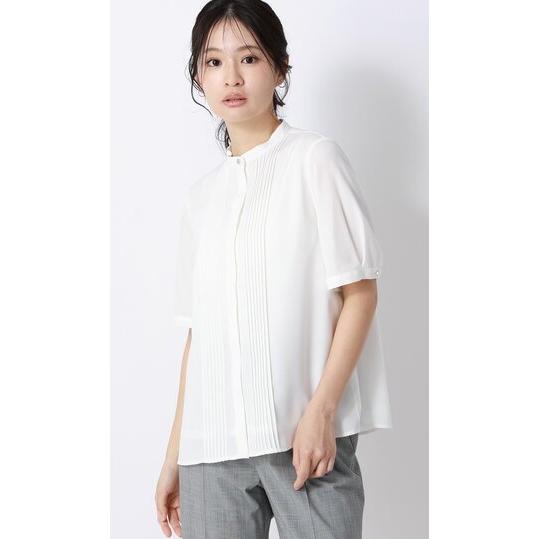AOYAMA 【洋服の青山】春夏 ホワイト系 ピンタックブラウス【半袖