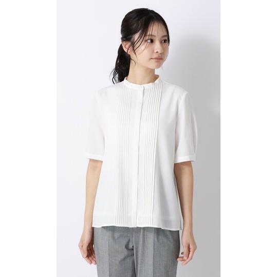 AOYAMA 【洋服の青山】春夏 ホワイト系 ピンタックブラウス【半袖