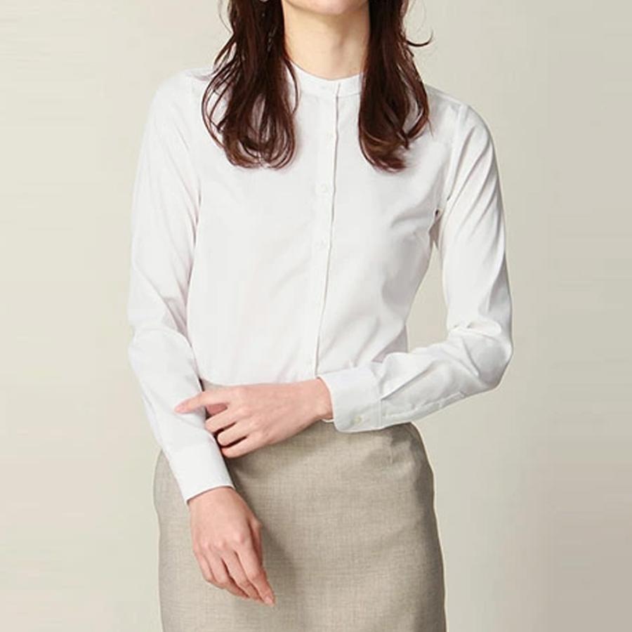 AOYAMA 【洋服の青山】レディース ブラウス 白 無地 ホワイト クルー 