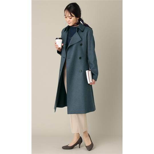 AOYAMA 【洋服の青山】秋冬用 ブルー系 ダブルトレンチコート【ロング  