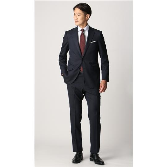 サマーウールスーツ濃紺　シャツネクタイ3本付き AOYAMA 【洋服の青山】メンズ スーツ 秋冬用 ネイビー系