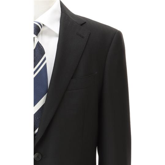 【洋服の青山】メンズ スーツ 秋冬 ブラック系 プレミアムスタイリッシュスーツ【ツーパンツ】【Super100's】ビジネス ストレッチ 長袖 標準体 HILTONの画像