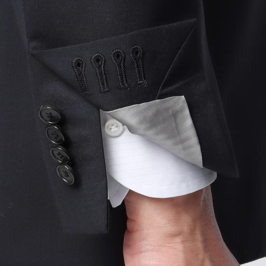 【洋服の青山】 ウール100％ メンズ スーツ 春夏 ネイビー 紺 スリムプレミアム スタイリッシュ紳士服 男性 シングル ビジネス ストレッチ 細身体 スリム 標準体の画像