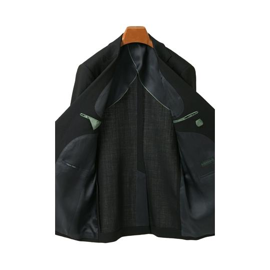 【洋服の青山】プレミアム ZQメリノウール スタイリッシュ スーツ メンズ 男性 紳士服 シングル 春夏 ネイビー 紺 ストライプ 吸湿 静電気抑制 背抜きの画像