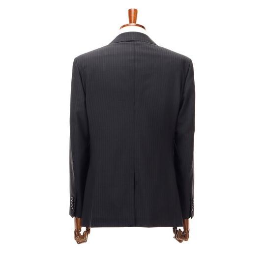 【洋服の青山】ツーパンツ ウール100% スーツ メンズ 春夏 ネイビー 紺 プレミアム スリム スタイリッシュ 男性 紳士服 ビジネス ストレッチ 動きやすい 長袖の画像