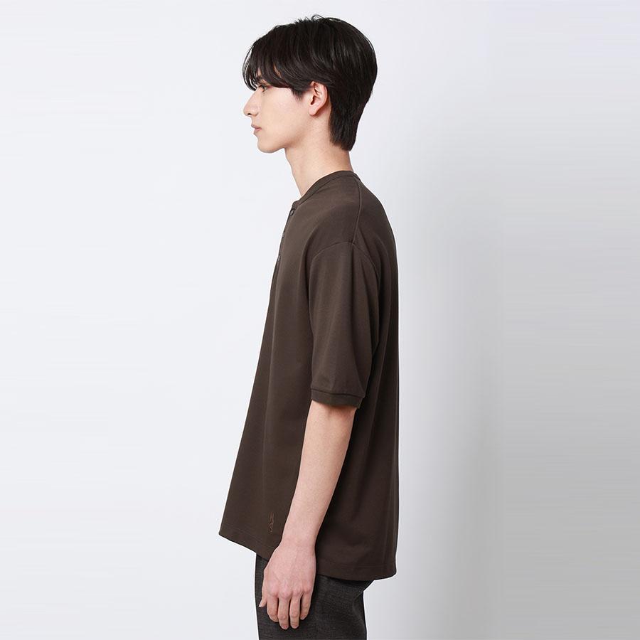 AOYAMA 【洋服の青山】Tシャツ ポンチ ヘンリーネック 半袖 メンズ 春